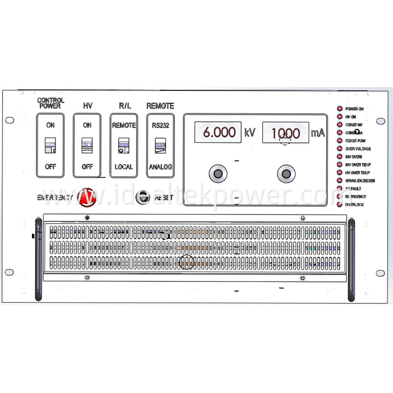 6U Rack Mount High Voltage Charging Power Supply Front Panel